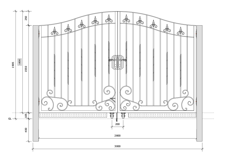 Wrought Iron Double Swing Gate