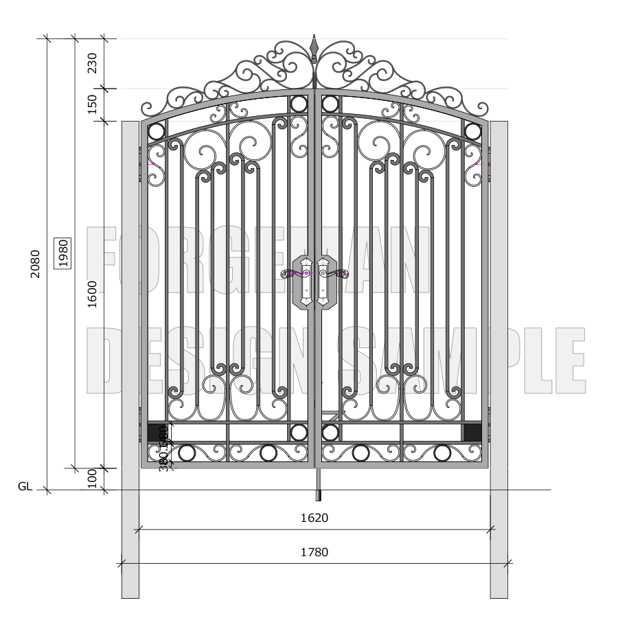 Wrought Iron Double Swing Gate
