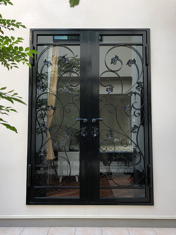 Wrought Iron Glass Door