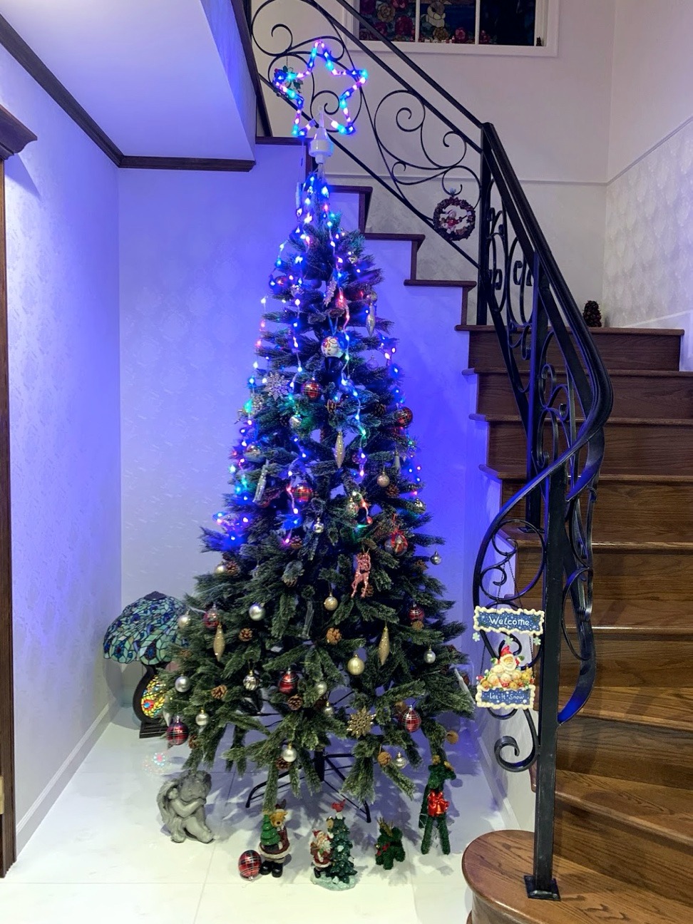 ロートアイアン,階段手すり階段フェンス,インテリアデザイン,クリスマスツリー